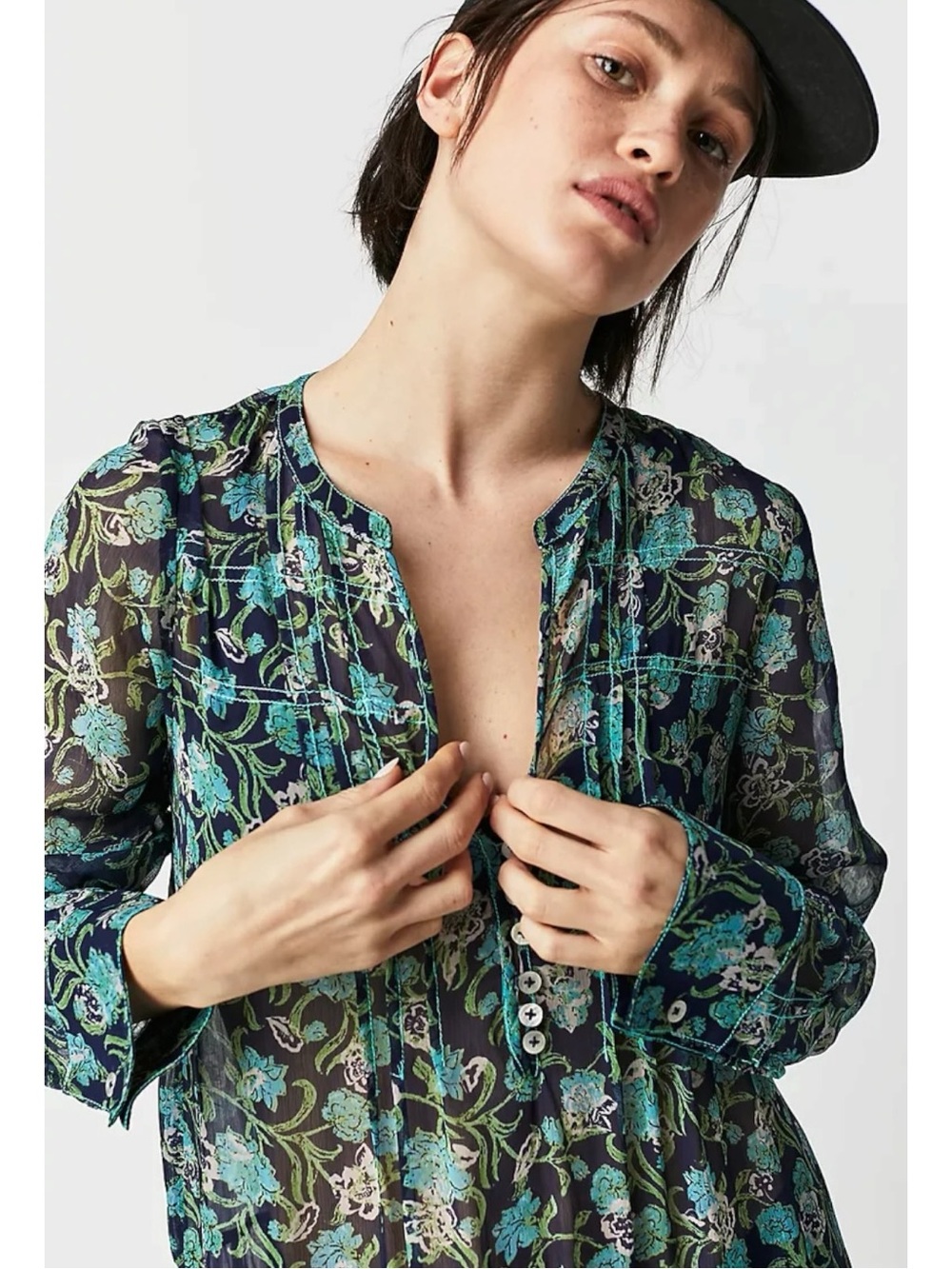 Free people Bohemian See it through Maxi Dress Twilight Floral Medium Retro 70s - Picture 5 of 13